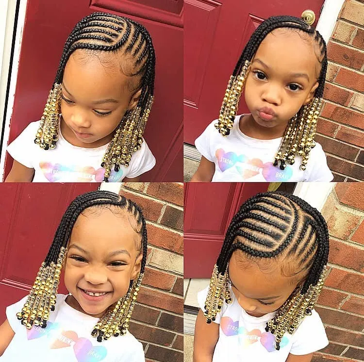 kids braids with beads