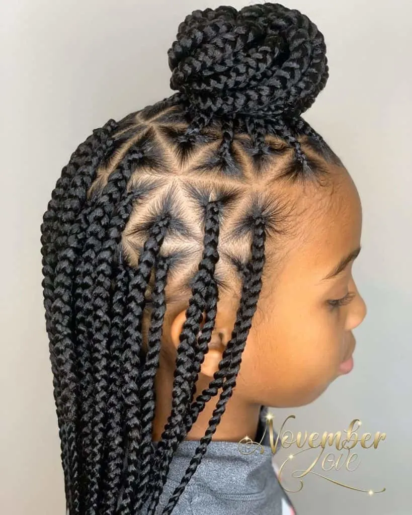 kids box braids with triangle parts