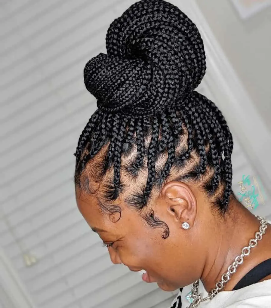 medium knotless braids updo