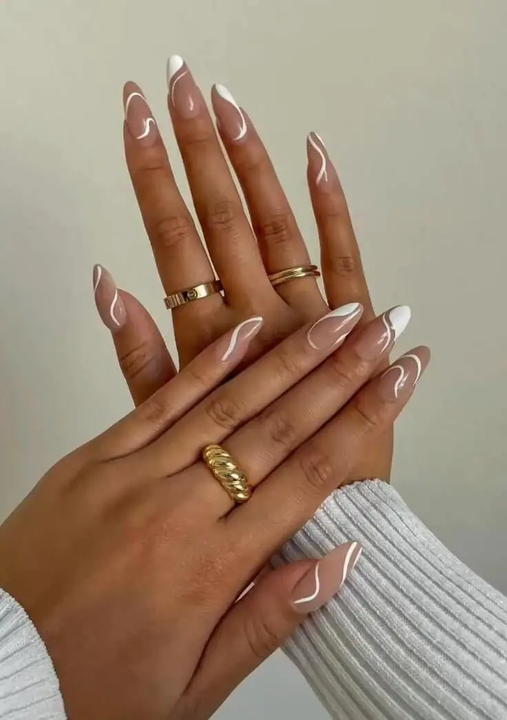 White valentine's nails