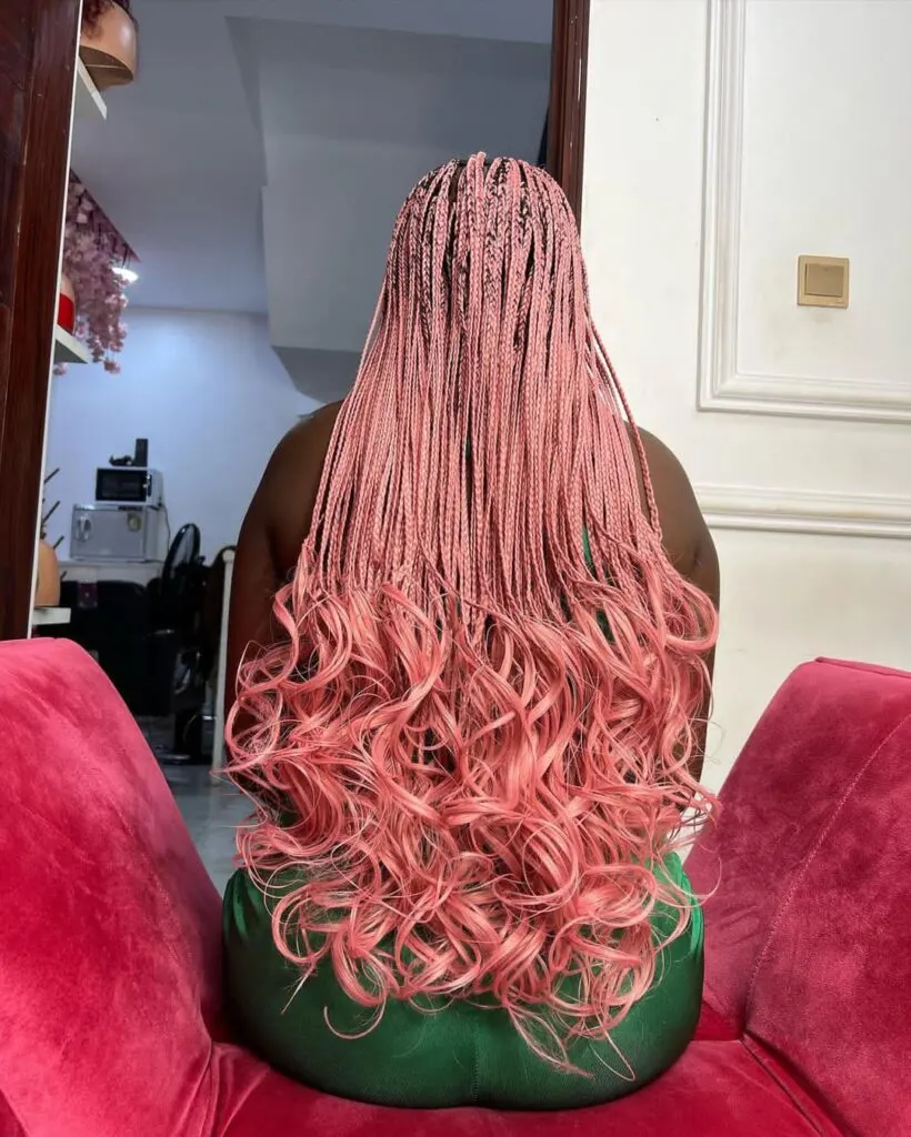 Pink French curl braids