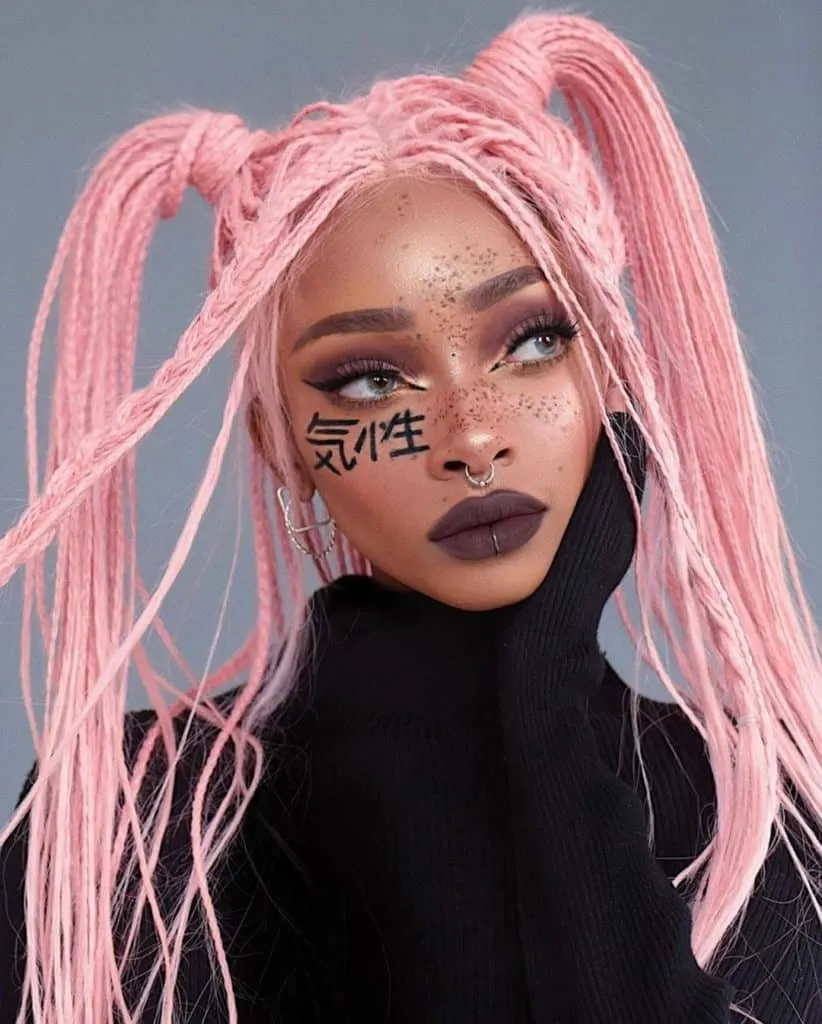 nyane lebajoa pink braided wig