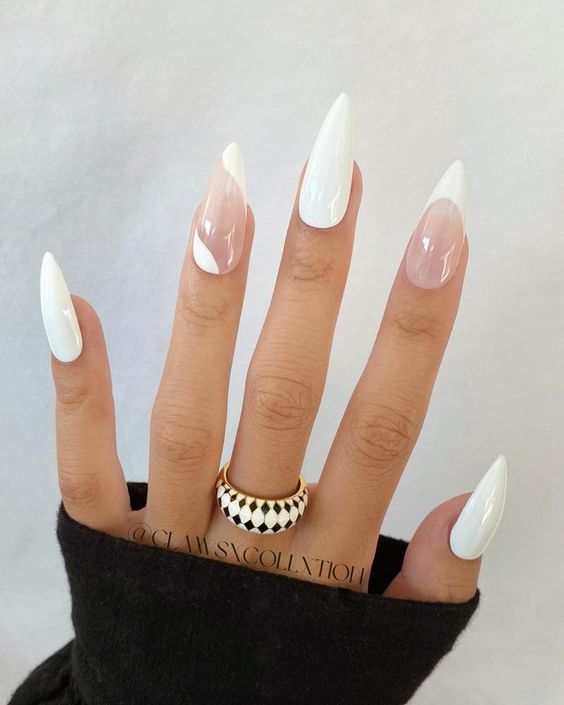 White valentine's nails