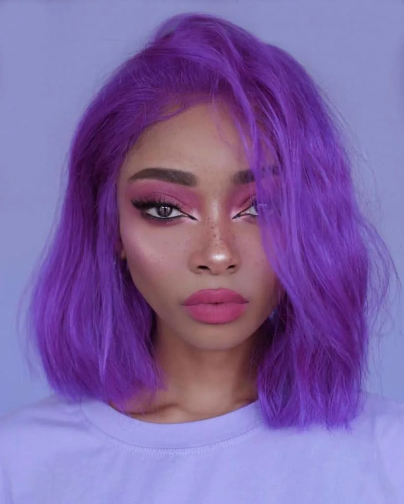 nyane lebajoa purple bob wig hair