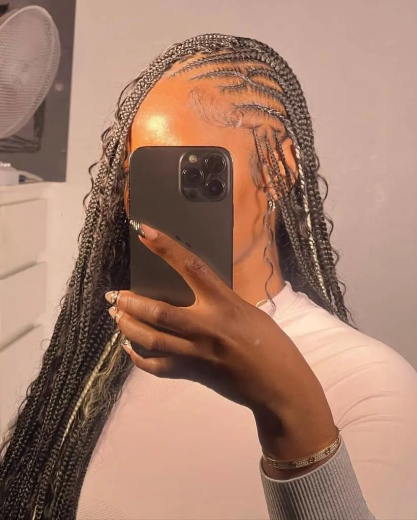 bohemian flip over Fulani braids