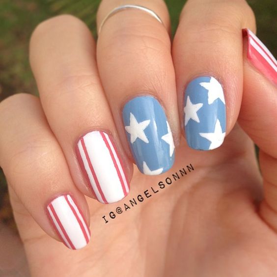 4th of July nails | red, white, and blue nails