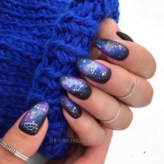 Galaxy nails, galaxy nail designs, and galaxy nail art for a gorgeous manicure