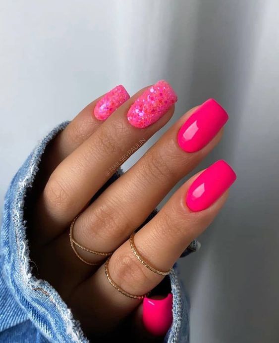 The top hot pink nails, neon pink nails, hot pink nail designs, and neon pink nail designs