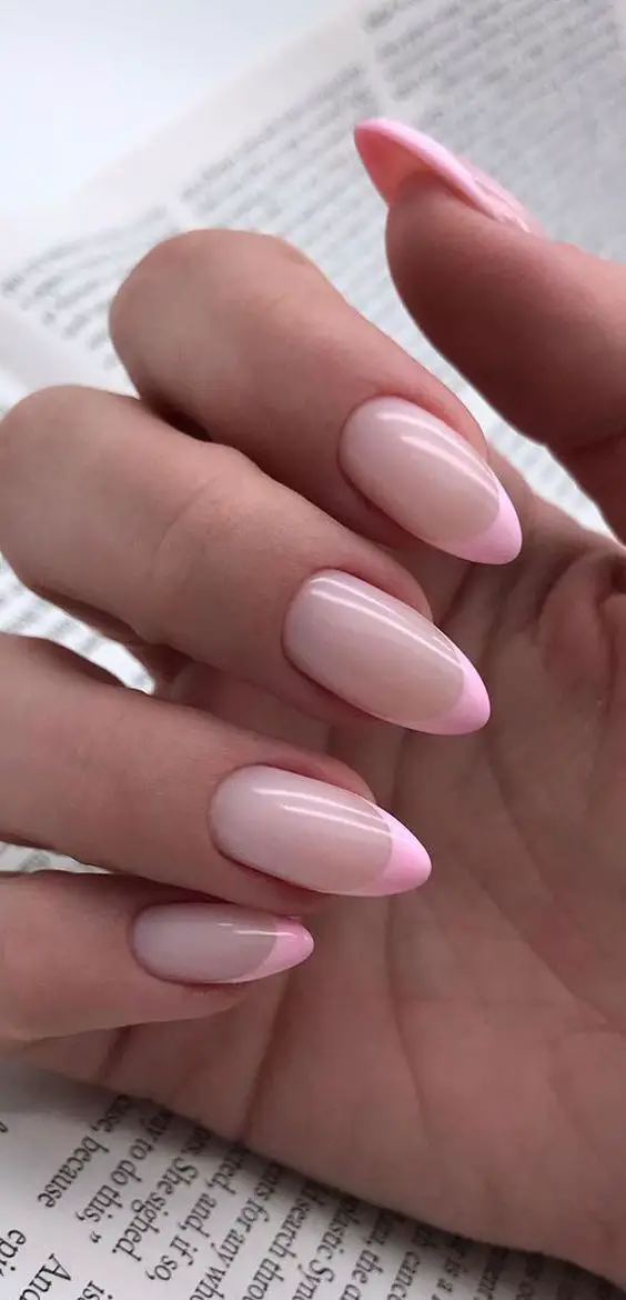 pink tip nails, pink french tip nails, pink nails