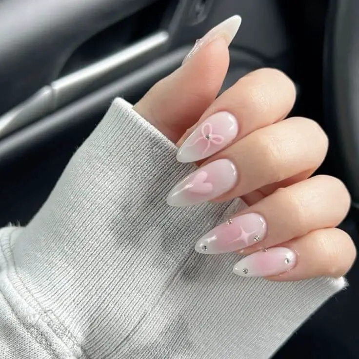 White valentine's nails