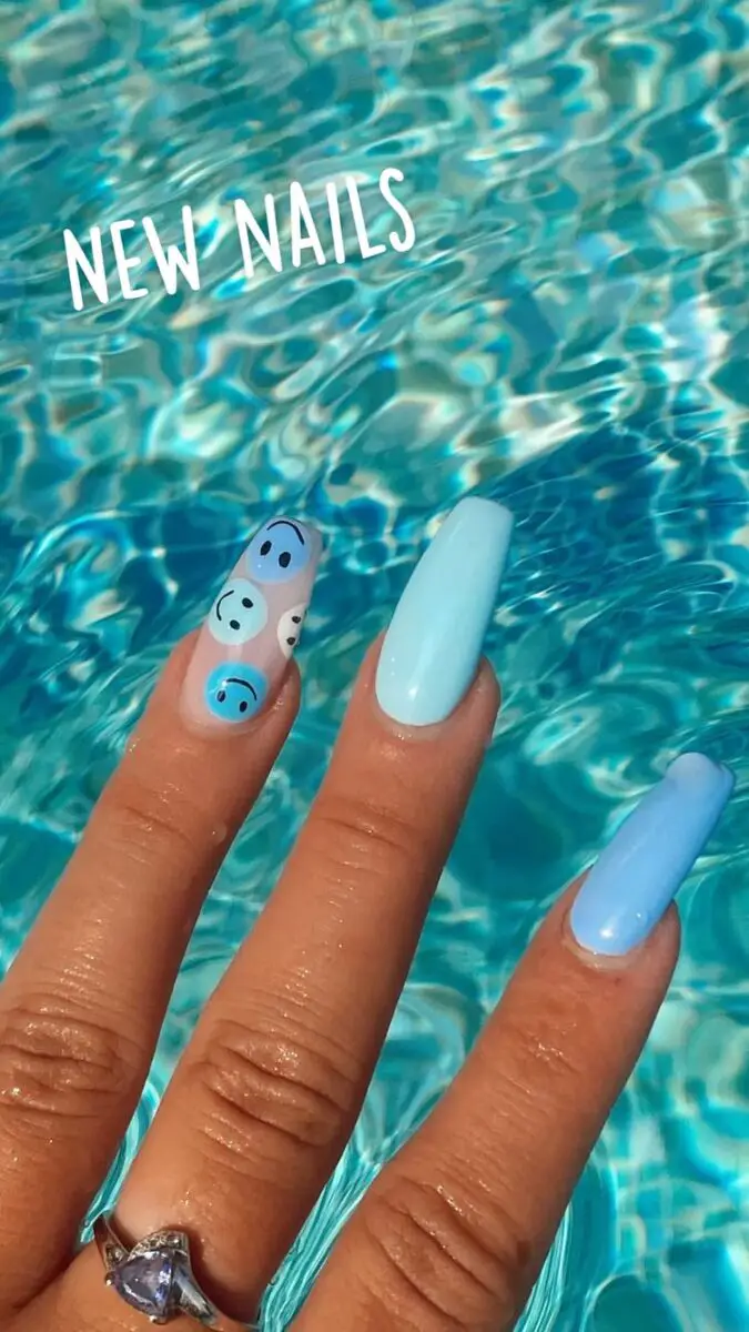 The top blue nails and blue nail ideas including light blue nails, blue acrylic nails, blue nail designs, blue nail art, trendy blue nails, royal blue nails, and short blue nails