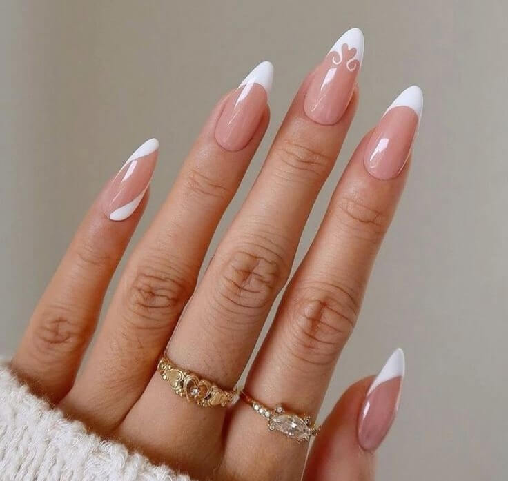 White valentine's nails