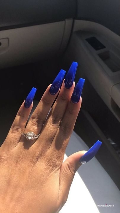 Blue Acrylic Design Nails