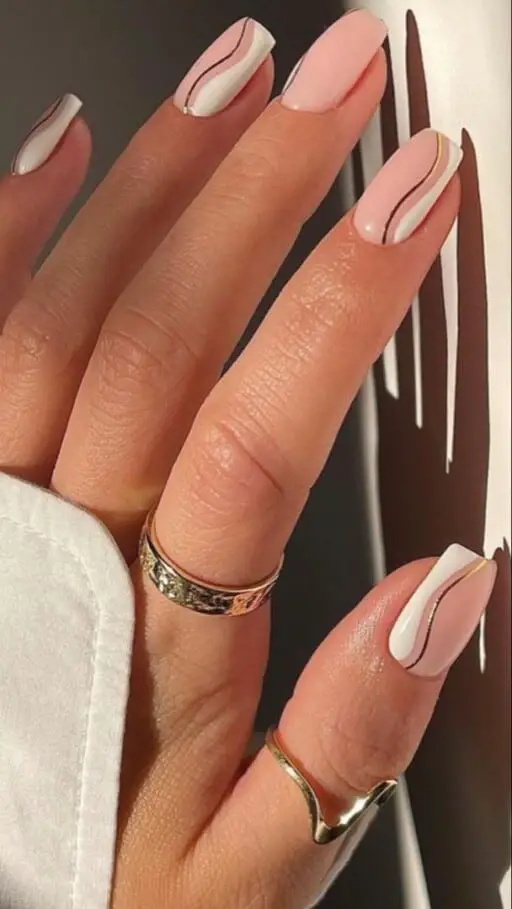 Abstract nail art to inspire your next manicure: Pink, White, and Black