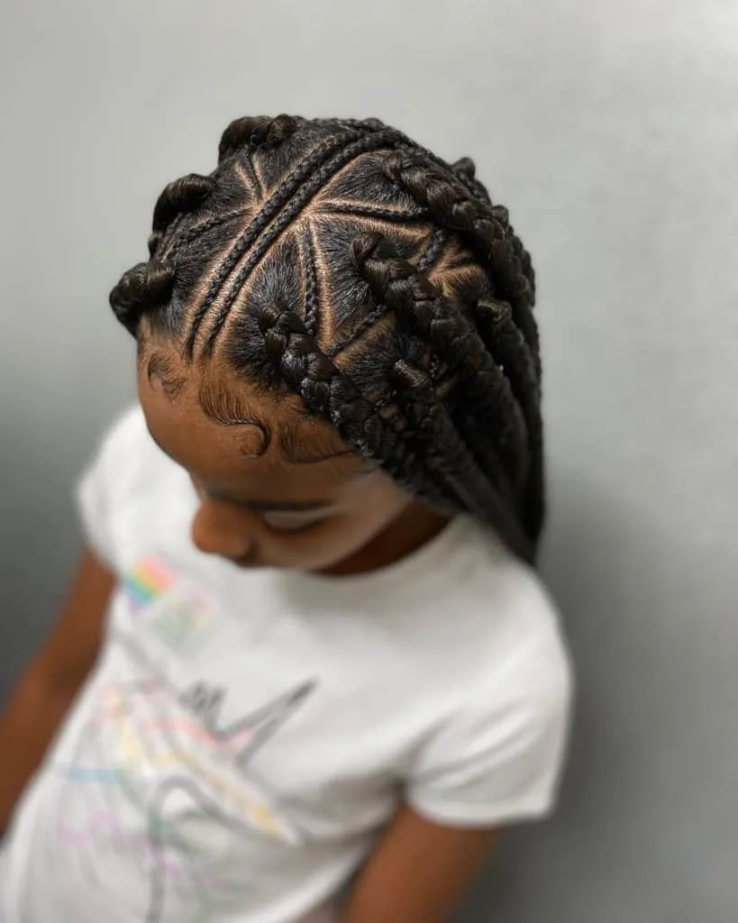 kids large box braids with cornrows