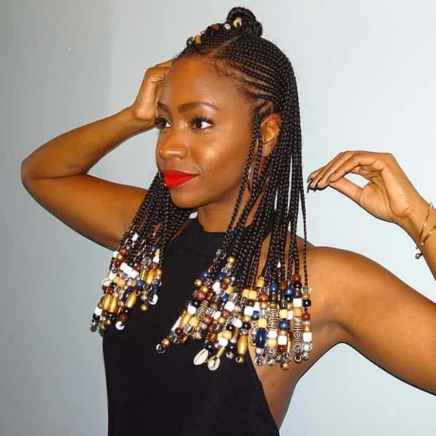 Tribalfulani  braids with beads