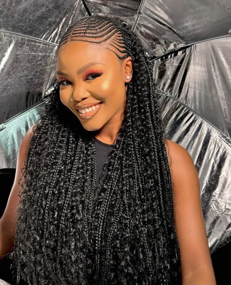 Fulani braids with curls, boho Fulani braids 