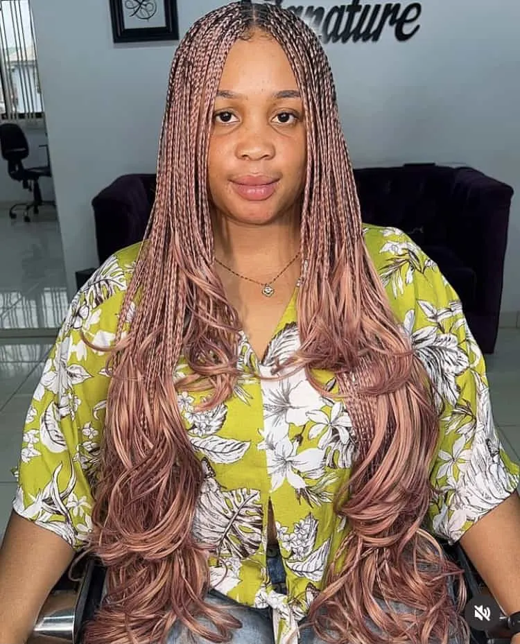 pink French curl braids