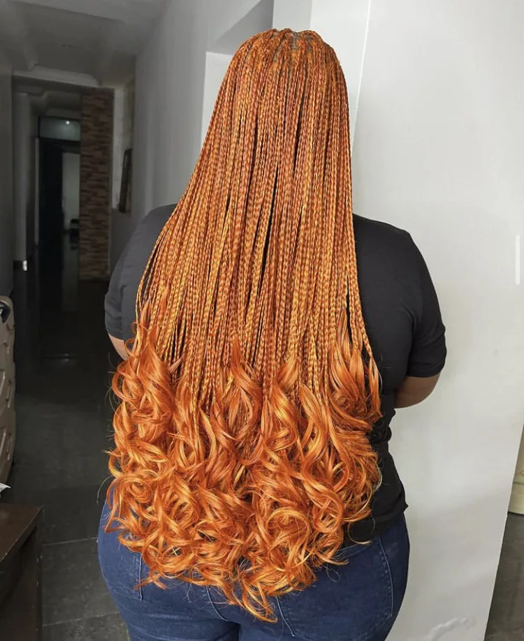 orange French curl braids