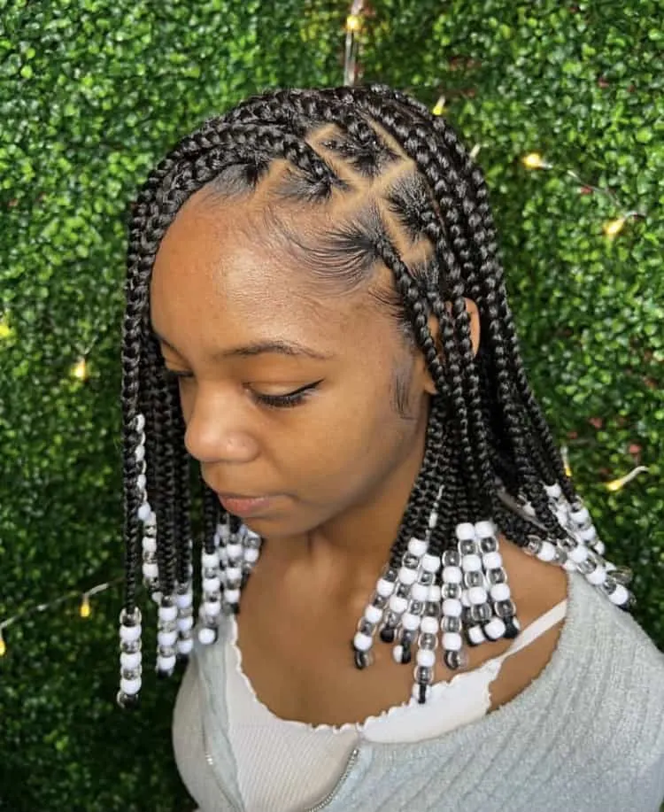 large knotless braids with beads