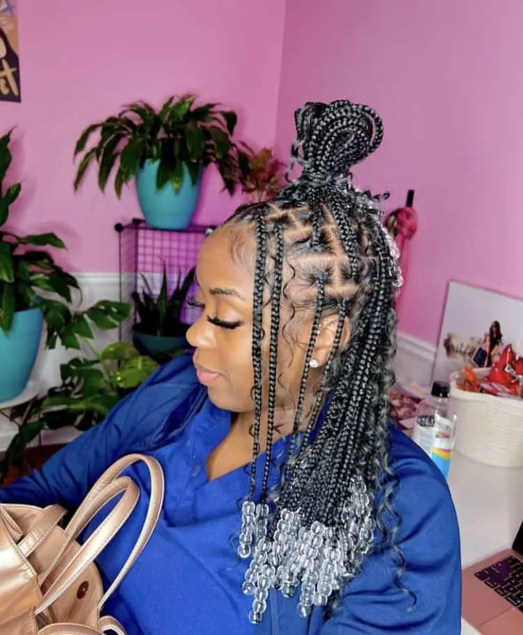 boho knotless braids with beads