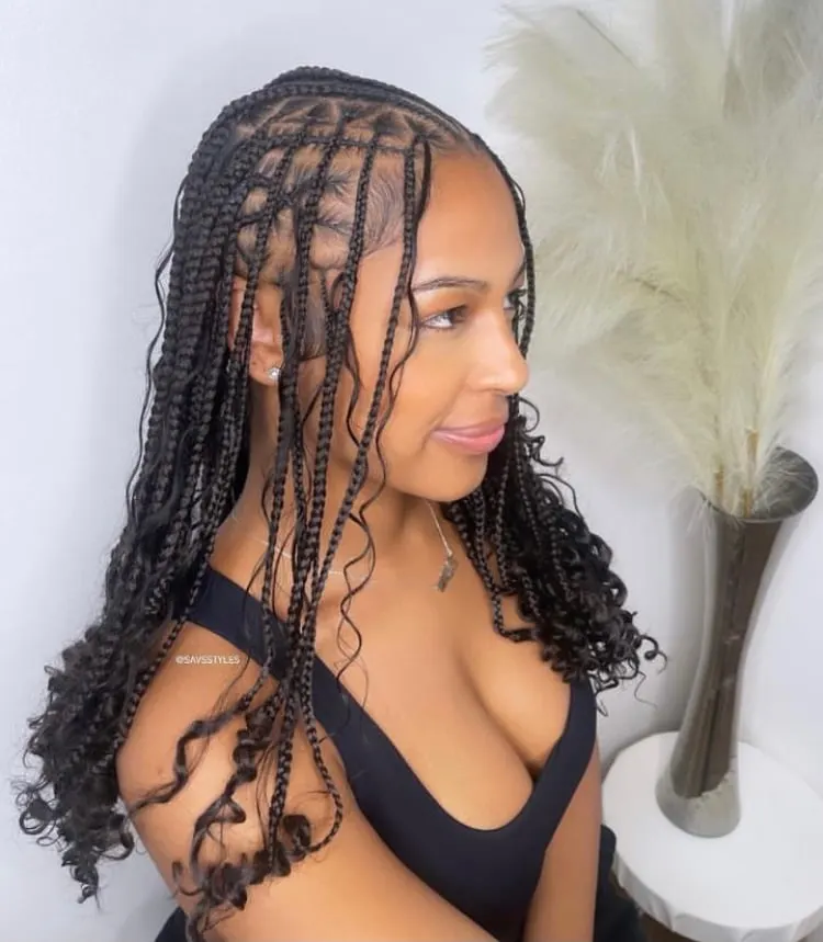 Short Smedium Boho Flip Over Fulani Braid