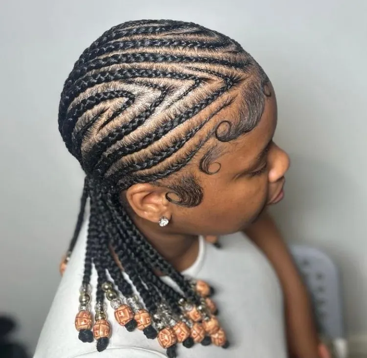 short Alicia keys braids with beads