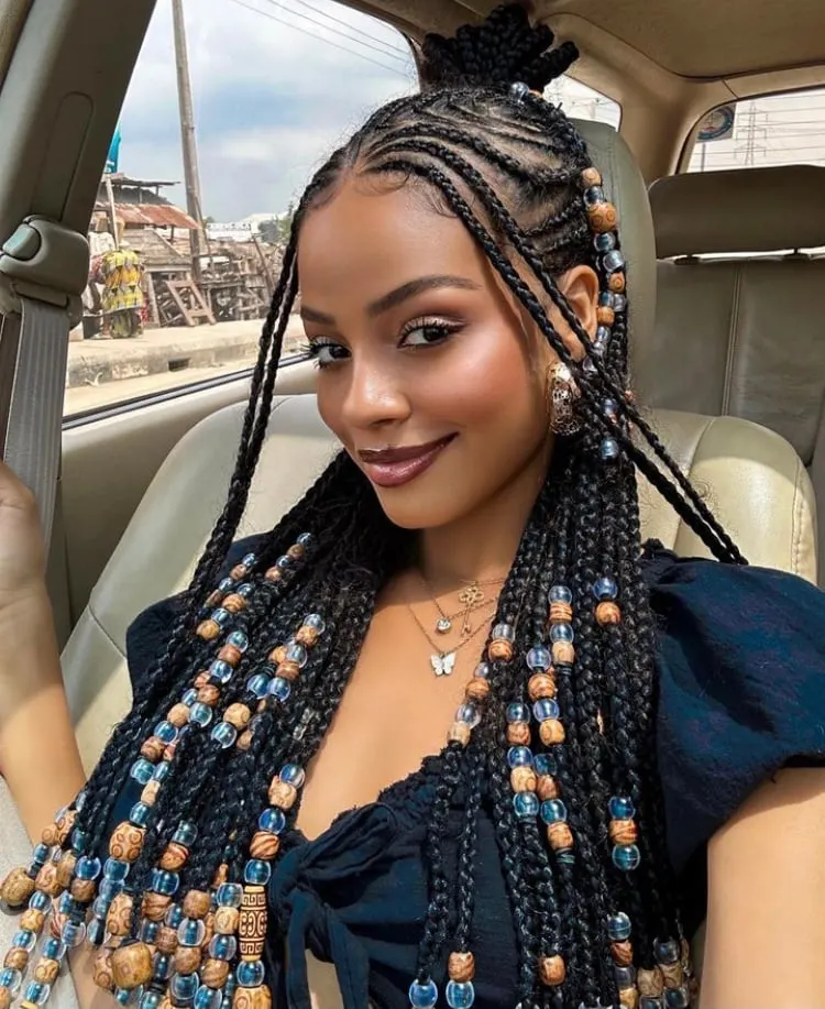 Fulani braids with beads 