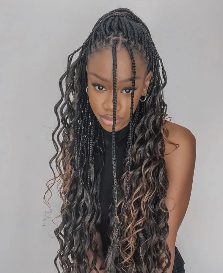 long ombre French curl braids