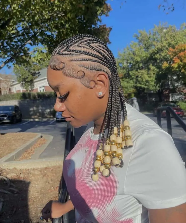 short Alicia keys inspired braids with beads