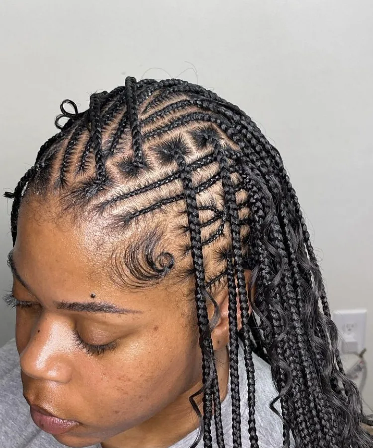 boho flip over fulani braids