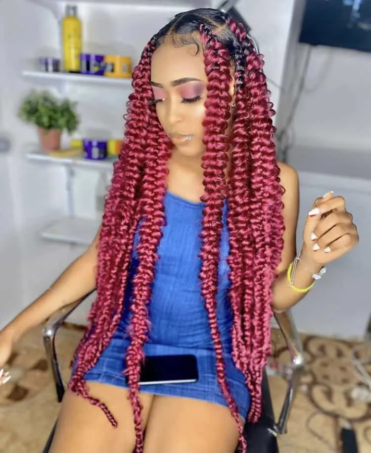 Burgundy passion braids 