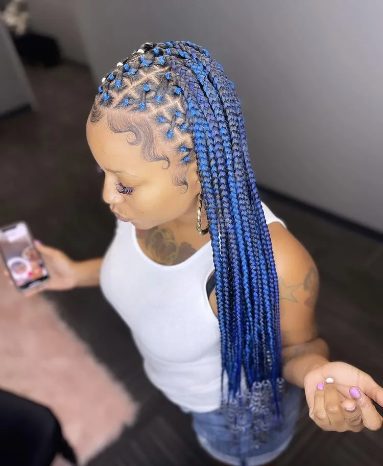 criss cross knotless braids with beads