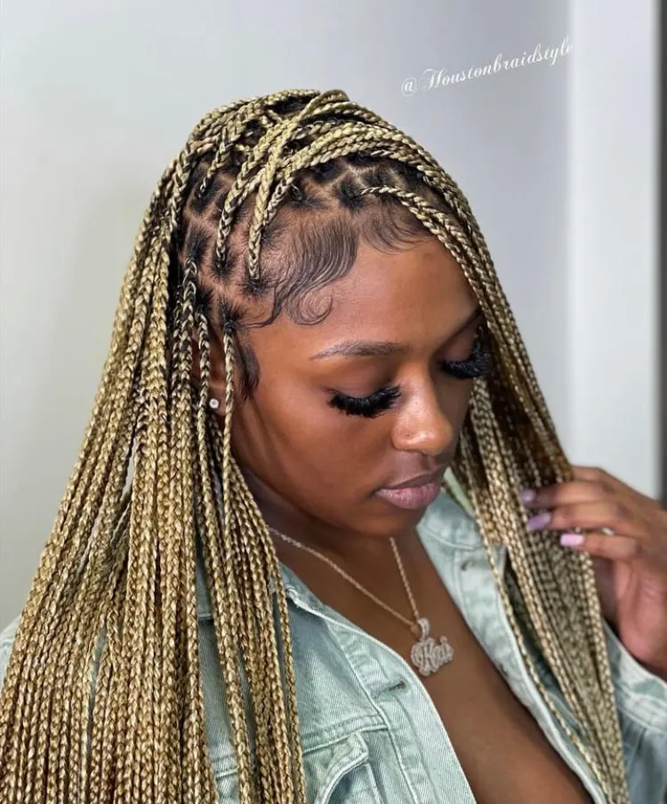 custom blonde mix knotless braids