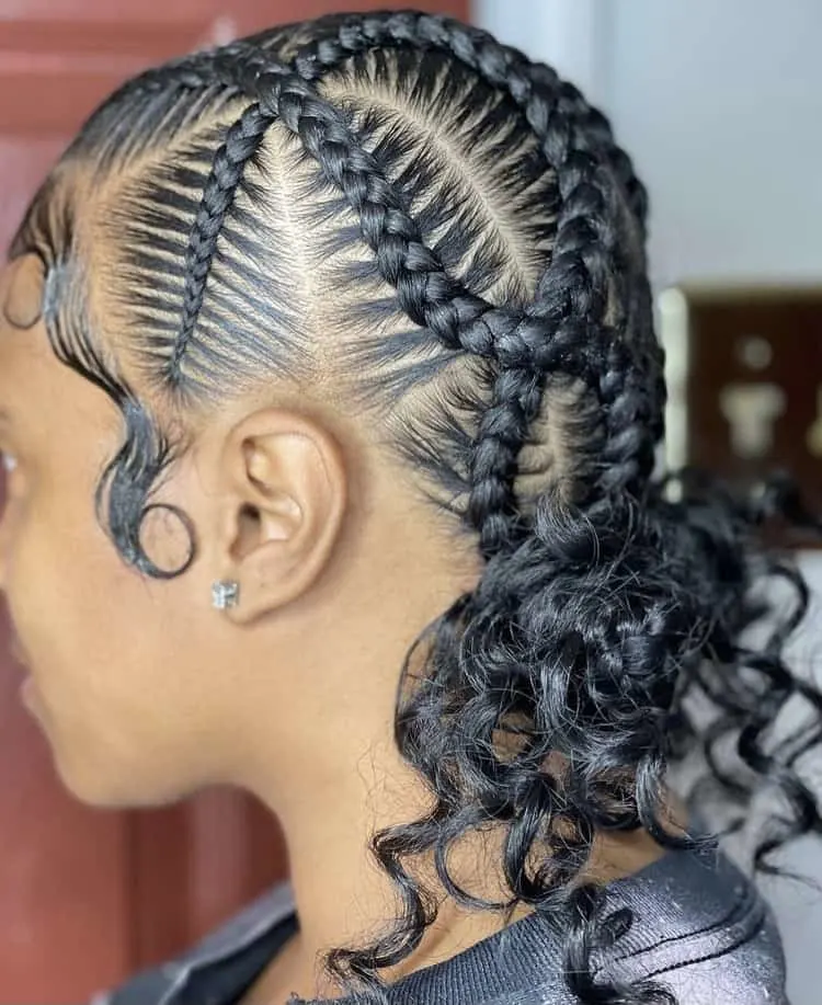 criss cross stitch braids with curly buns