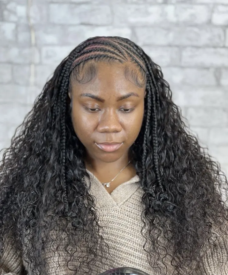 Half  Stitch Braids Half  Quick Weave