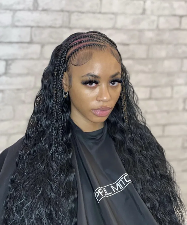 Half  Stitch Braids Half  Quick Weave