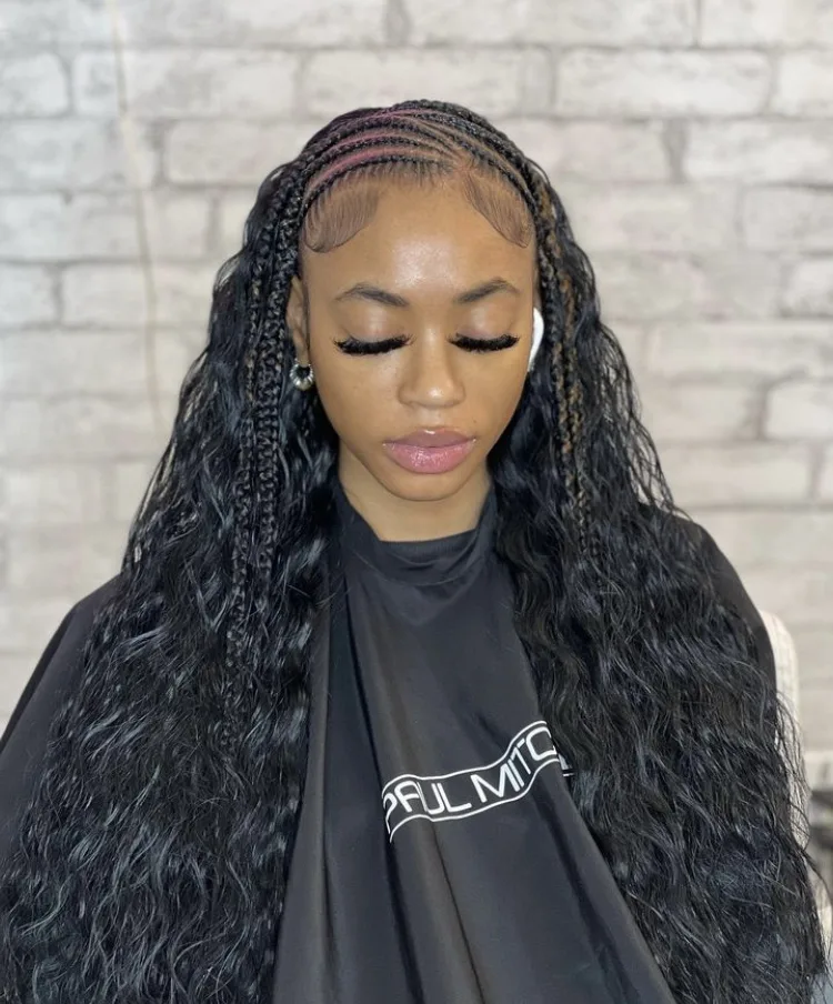 Half  Stitch Braids Half  Quick Weave