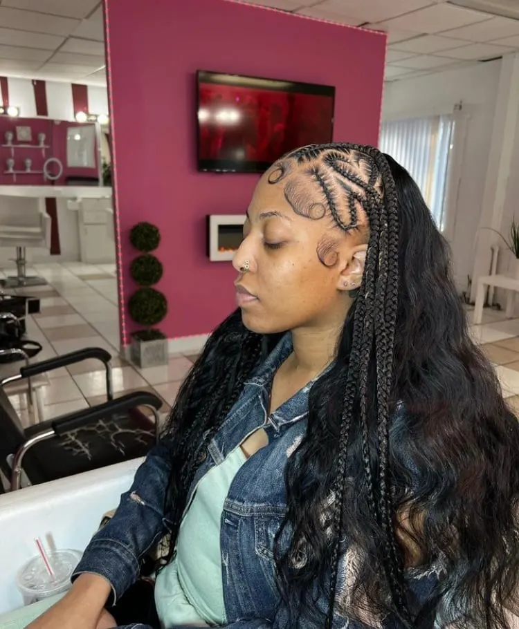 Half  Stitch Braids Half  Quick Weave