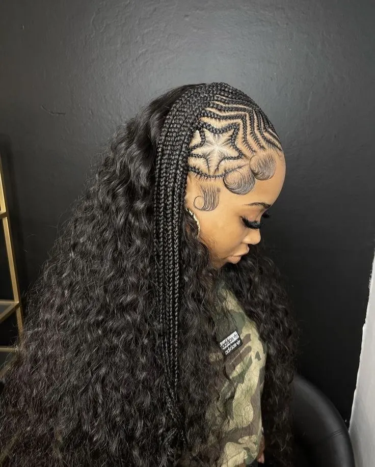 Half  Freestyle Fulani Braids Half  Quick Weave