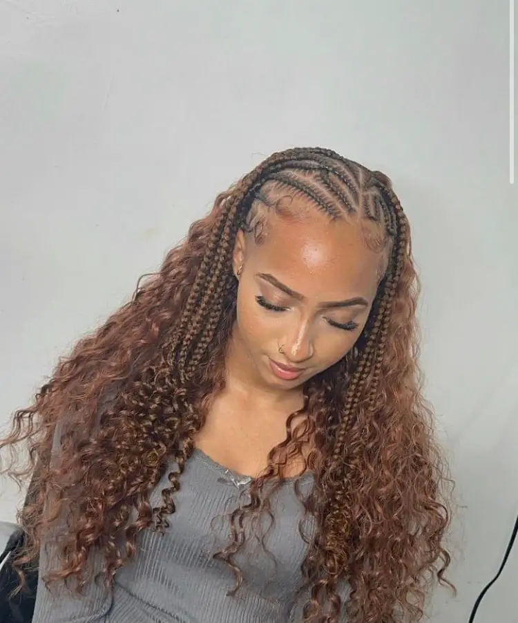 brown half freestyle fulani braids half sew in