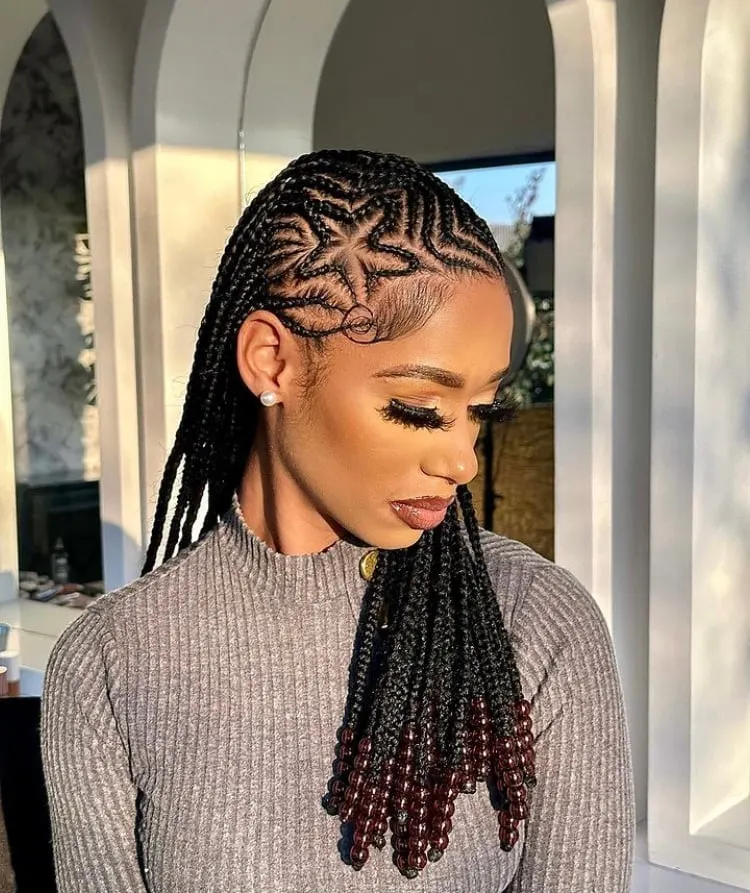 Fulani braids with beads 