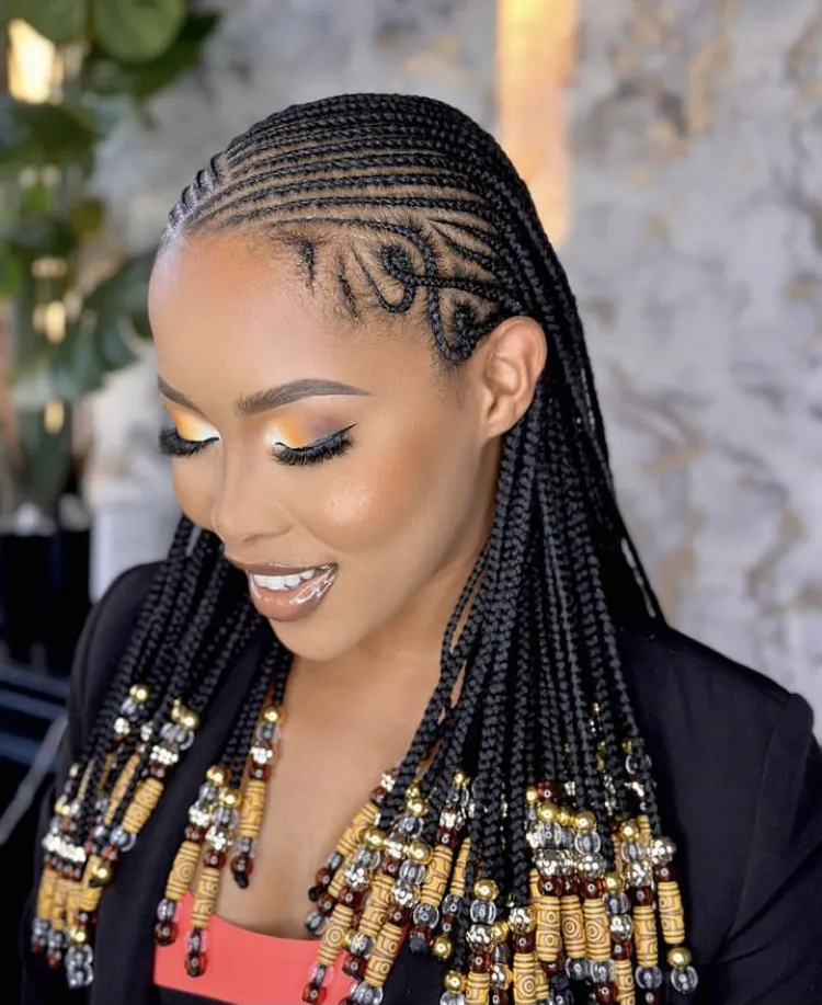 Fulani braids with beads 