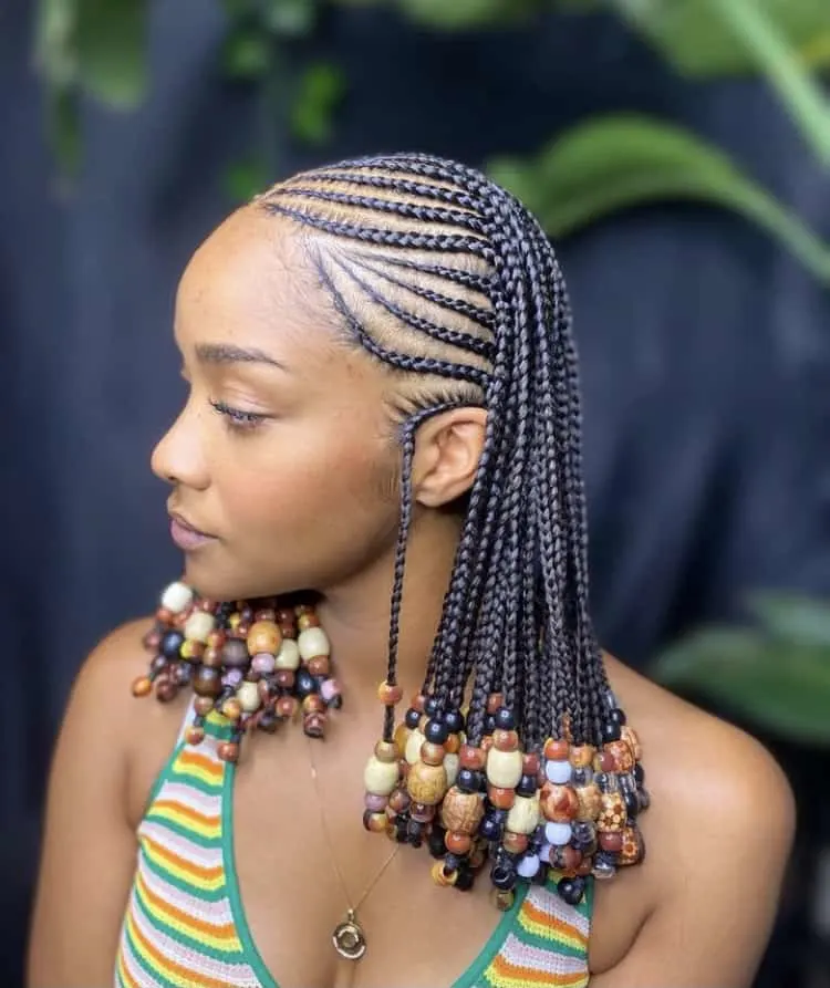 Fulani braids with beads 