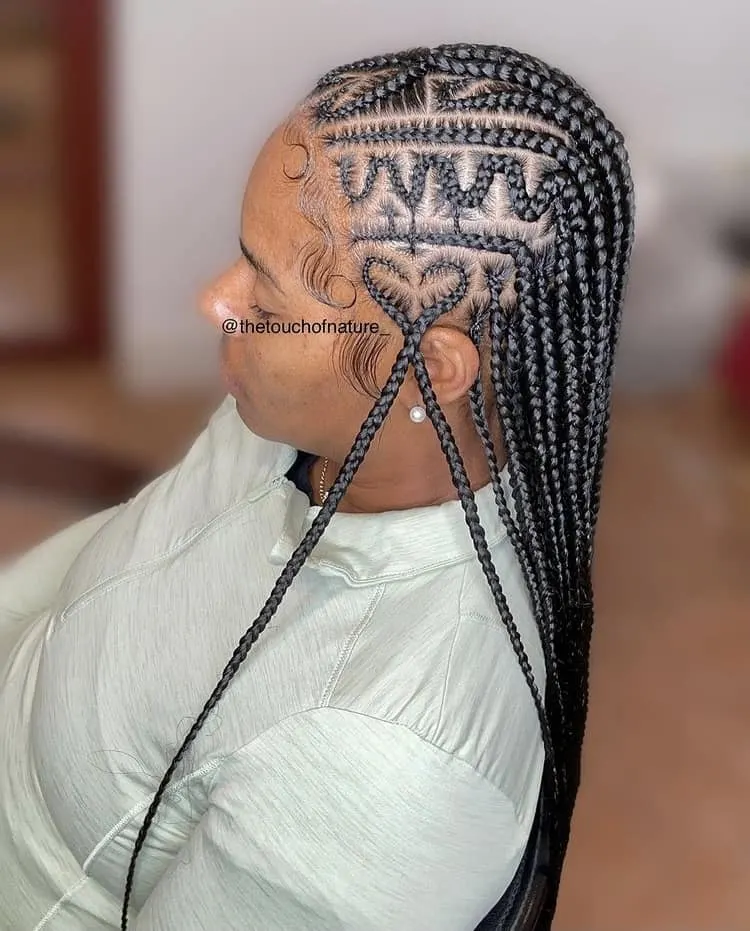 half fulani tribal braids half knotless braids