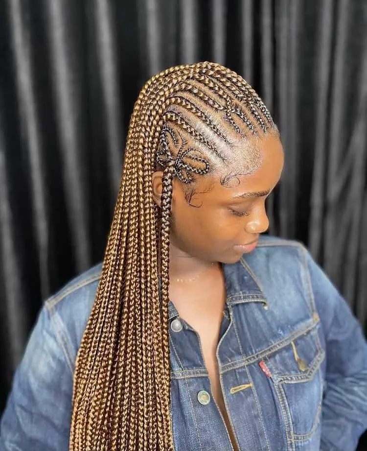 mixed color fulani braids