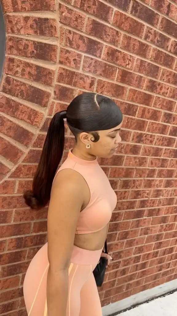 long barbie ponytail with swoop