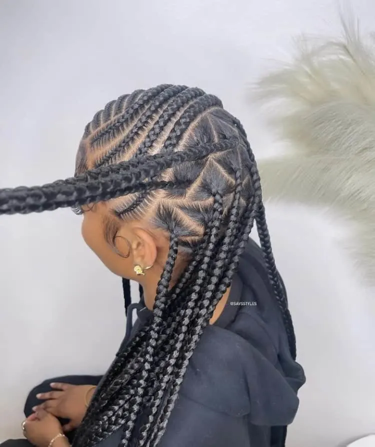 Lemonade Fulani braids with triangle part knotless braids 