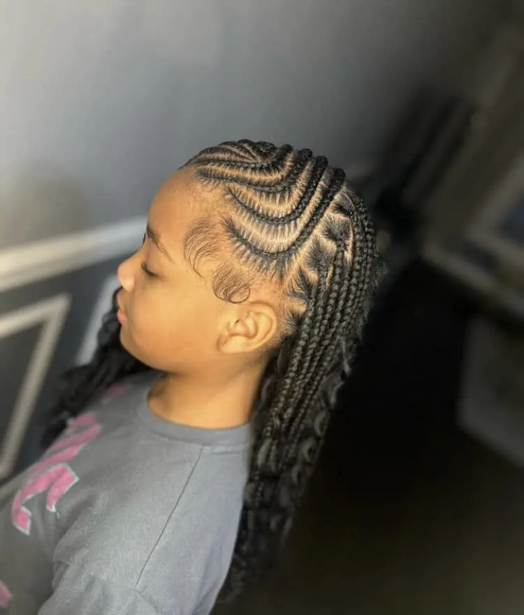 boho lemonade Fulani braids for kids