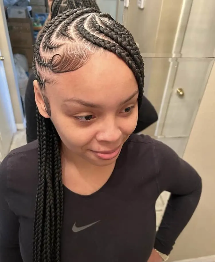 large stitch lemonade Fulani braids 